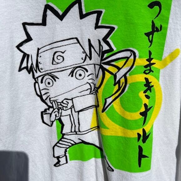Naruto Chibi Shadow Clone White Green Longsleeve Shirt Mens Size Medium - Picture 2 of 3